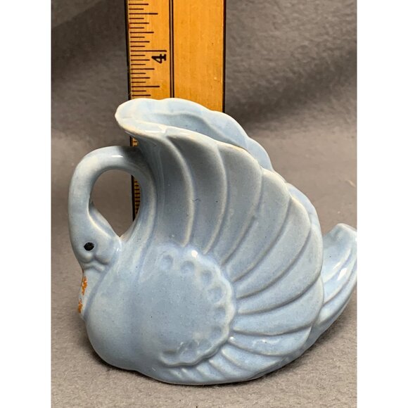 Vintage Blue Swan Ceramic Planter Figurine Small Decorative Vase Pot By Shawnee - Picture 5 of 9